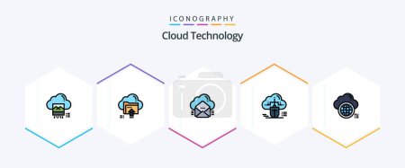 Illustration for Cloud Technology 25 FilledLine icon pack including connected. mouse. cloud. message. email - Royalty Free Image