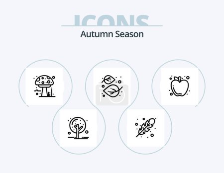 Ilustración de Autumn Line Icon Pack 5 Icon Design. season. botanic. vineyard. autumn. nature - Imagen libre de derechos