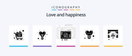 Illustration for Love Glyph 5 Icon Pack Including cake. heart. love. fly. air. Creative Icons Design - Royalty Free Image