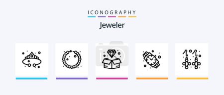 Ilustración de Jewellery Line 5 Icon Pack Including . gems. gift. earrings. ornament. Creative Icons Design - Imagen libre de derechos