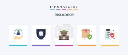 Illustration for Insurance Flat 5 Icon Pack Including policy. document. home. box. protection. Creative Icons Design - Royalty Free Image