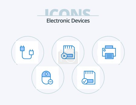 Téléchargez les illustrations : Devices Blue Icon Pack 5 Icon Design. devices. card. devices. hardware. devices - en licence libre de droit