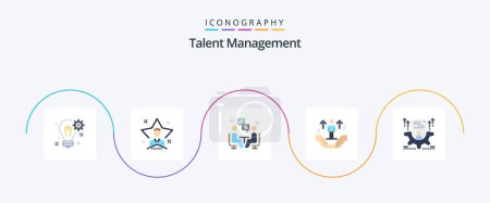 Téléchargez les illustrations : Talent Management Flat 5 Icon Pack Including man. user. student. dissucation. chat - en licence libre de droit