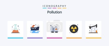Illustration for Pollution Flat 5 Icon Pack Including . waste. pollution. pump jack. waste. Creative Icons Design - Royalty Free Image