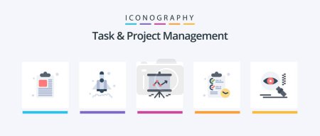 Ilustración de Task And Project Management Flat 5 Icon Pack Including find. search. presentation. eye. tasks. Creative Icons Design - Imagen libre de derechos
