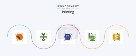 Illustration for Printing Flat 5 Icon Pack Including print. drink. scale. cup. sketch - Royalty Free Image