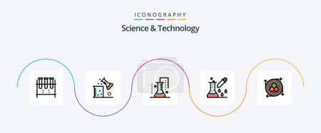 Illustration for Science And Technology Line Filled Flat 5 Icon Pack Including modeling application. computer graphics. science of matter. scientific research. microbiology - Royalty Free Image