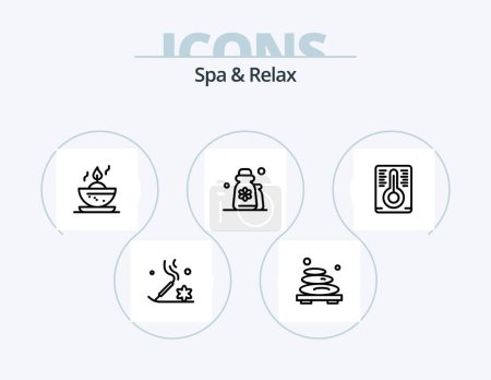 Illustration for Spa And Relax Line Icon Pack 5 Icon Design. yoga. oil. bath. massage. spa - Royalty Free Image