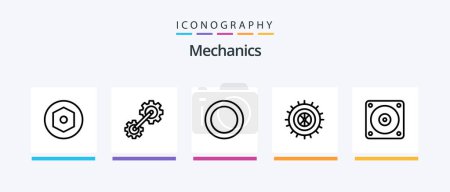 Ilustración de Mechanics Line 5 Icon Pack Including . chassis. fan. shim. Creative Icons Design - Imagen libre de derechos