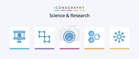 Ilustración de Science Blue 5 Icon Pack Including neuron. space. sperms. shape. hexagon. Creative Icons Design - Imagen libre de derechos