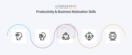 Ilustración de Productivity And Business Motivation Skills Line 5 Icon Pack Including distractions. social media. schedule. realization. issues - Imagen libre de derechos