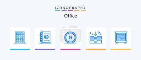 Illustration for Office Blue 5 Icon Pack Including . archive. work. deck. Creative Icons Design - Royalty Free Image