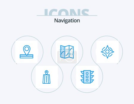 Ilustración de Navigation Blue Icon Pack 5 Icon Design. . navigation. map. compass. navigation - Imagen libre de derechos