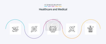 Illustration for Medical Line 5 Icon Pack Including wash. hand. heart. ribbon. hiv - Royalty Free Image
