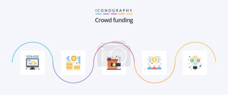 Illustration for Crowdfunding Flat 5 Icon Pack Including profit. money. achievement. economist. banker - Royalty Free Image