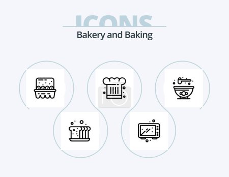 Illustration for Baking Line Icon Pack 5 Icon Design. baking. restaurant. food. cook. chef - Royalty Free Image
