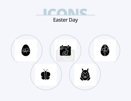 Téléchargez les illustrations : Easter Glyph Icon Pack 5 Icon Design. birthday. date. egg. easter. calender - en licence libre de droit