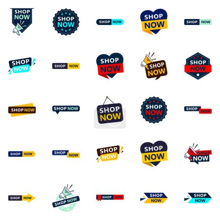Illustration for 25 Diverse Shop Now Sale Banners to Promote Your Deals - Royalty Free Image