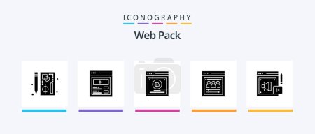 Illustration for Web Pack Glyph 5 Icon Pack Including web. web developers. web. remote team. split testing. Creative Icons Design - Royalty Free Image