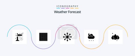 Ilustración de Weather Glyph 5 Icon Pack Including . weather. snowflake. rainy. weather - Imagen libre de derechos