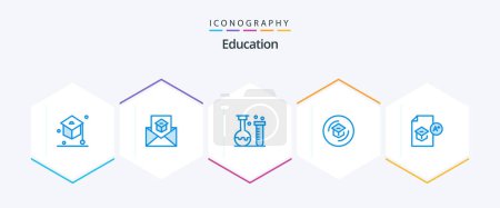 Illustration for Education 25 Blue icon pack including knowledge. education. invite. school. lab - Royalty Free Image