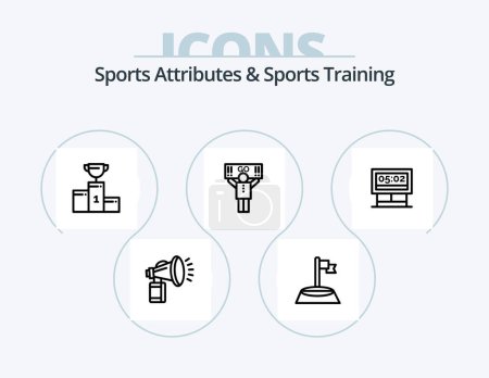 Ilustración de Sports Atributes And Sports Training Line Icon Pack 5 Icon Design. goblet. champion. badge. ceremony. sport - Imagen libre de derechos