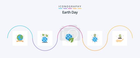 Téléchargez les illustrations : Earth Day Flat 5 Icon Pack Including ecology. green. earth day. world. earth - en licence libre de droit