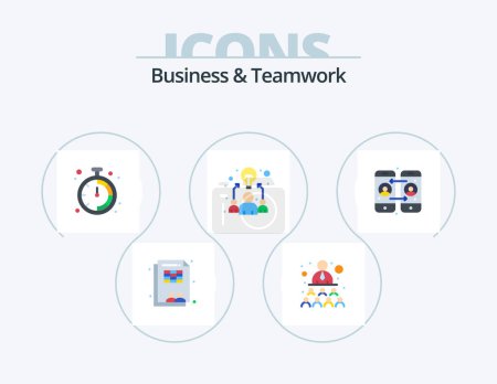 Ilustración de Business And Teamwork Flat Icon Pack 5 Icon Design. mobile phone. call forwarding. business. work. idea - Imagen libre de derechos