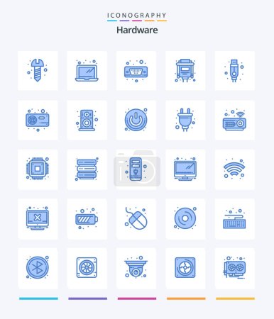 Illustration for Creative Hardware 25 Blue icon pack  Such As fan. usb. port. cable. vga - Royalty Free Image