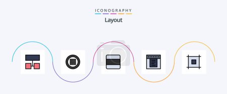 Illustration for Layout Line Filled Flat 5 Icon Pack Including . page. layout. layout. tabs - Royalty Free Image