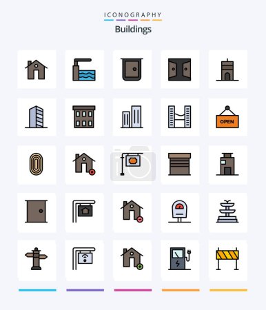 Illustration for Creative Buildings 25 Line FIlled icon pack  Such As buildings. signal. buildings. buildings. home gate - Royalty Free Image