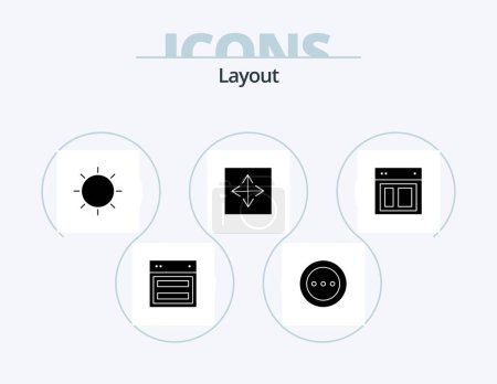Illustration for Layout Glyph Icon Pack 5 Icon Design. loading. ellipsis. browser. website. site - Royalty Free Image