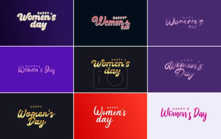 Ilustración de Set of Happy International Woman's Day signs and emblems vector design elements. signs. labels. and badges collection - Imagen libre de derechos