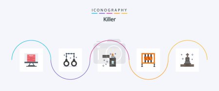 Illustration for Killer Flat 5 Icon Pack Including funeral. signaling. fire. gate. barrier - Royalty Free Image