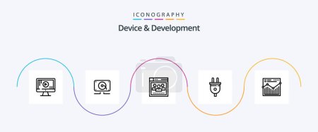 Illustration for Device And Development Line 5 Icon Pack Including web. power plug. browser. power. electric - Royalty Free Image