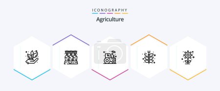 Téléchargez les illustrations : Agriculture 25 Line icon pack including harvesting. farming. vegetable. farm. tractor - en licence libre de droit