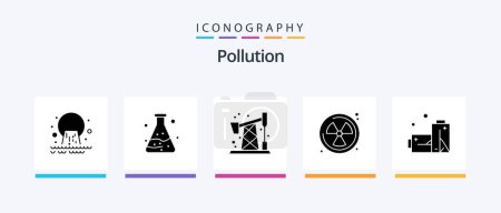 Téléchargez les illustrations : Pollution Glyph 5 Icon Pack Including . gas. pollution. batteries. radioactive. Creative Icons Design - en licence libre de droit