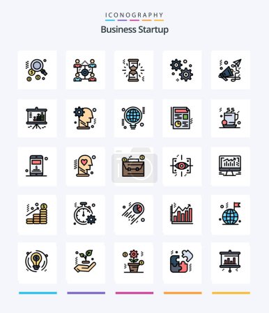 Téléchargez les illustrations : Creative Business Startup 25 Line FIlled icon pack  Such As chart. speaker. loading. marketing. business - en licence libre de droit