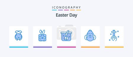 Illustration for Easter Blue 5 Icon Pack Including celebration. baby. basket. easter. egg. Creative Icons Design - Royalty Free Image