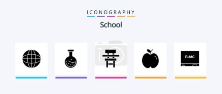 Illustration for School Glyph 5 Icon Pack Including study. education. education. apple. education. Creative Icons Design - Royalty Free Image