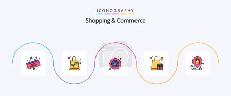 Illustration for Shopping And Commerce Line Filled Flat 5 Icon Pack Including bag. shop. premium. location. present - Royalty Free Image