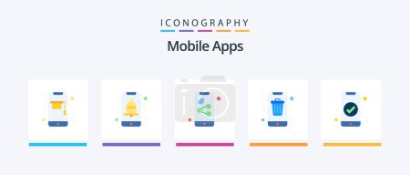 Téléchargez les illustrations : Mobile Apps Flat 5 Icon Pack Including app. mobile. user. delete. app. Creative Icons Design - en licence libre de droit
