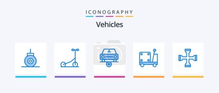Ilustración de Vehicles Blue 5 Icon Pack Including setting. cross. more. truck. logistic. Creative Icons Design - Imagen libre de derechos