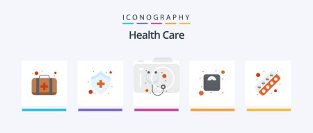 Illustration for Health Care Flat 5 Icon Pack Including drug. weight. diagnosis. weigh. diet. Creative Icons Design - Royalty Free Image
