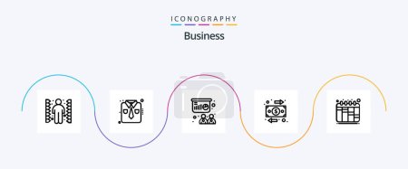 Ilustración de Business Line 5 Icon Pack Including planning. money. conference. flow. flow - Imagen libre de derechos