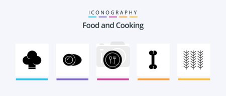 Téléchargez les illustrations : Food Glyph 5 Icon Pack Including . plant. fork. food. food. Creative Icons Design - en licence libre de droit