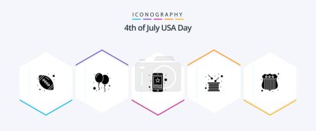 Ilustración de Usa 25 Glyph icon pack including independence. holiday. cell. drum. phone - Imagen libre de derechos