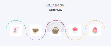 Ilustración de Easter Flat 5 Icon Pack Including decoration. baby. basket. easter. egg - Imagen libre de derechos