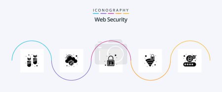 Ilustración de Web Security Glyph 5 Icon Pack Including security. authorize. padlock. account. signal - Imagen libre de derechos
