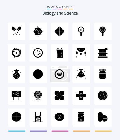 Illustration for Creative Biology 25 Glyph Solid Black icon pack  Such As dna. chemistry. tablet. biology. lab report - Royalty Free Image